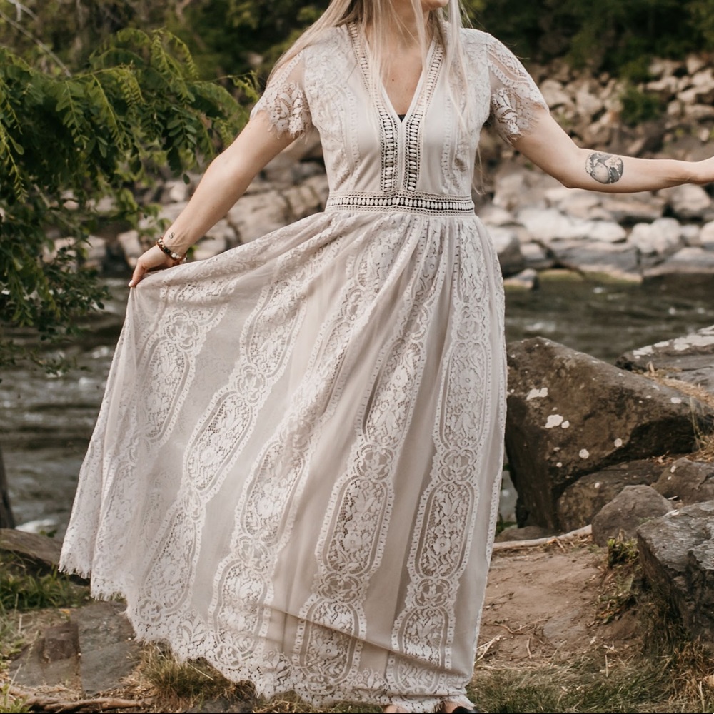Long Lace Boho Dress